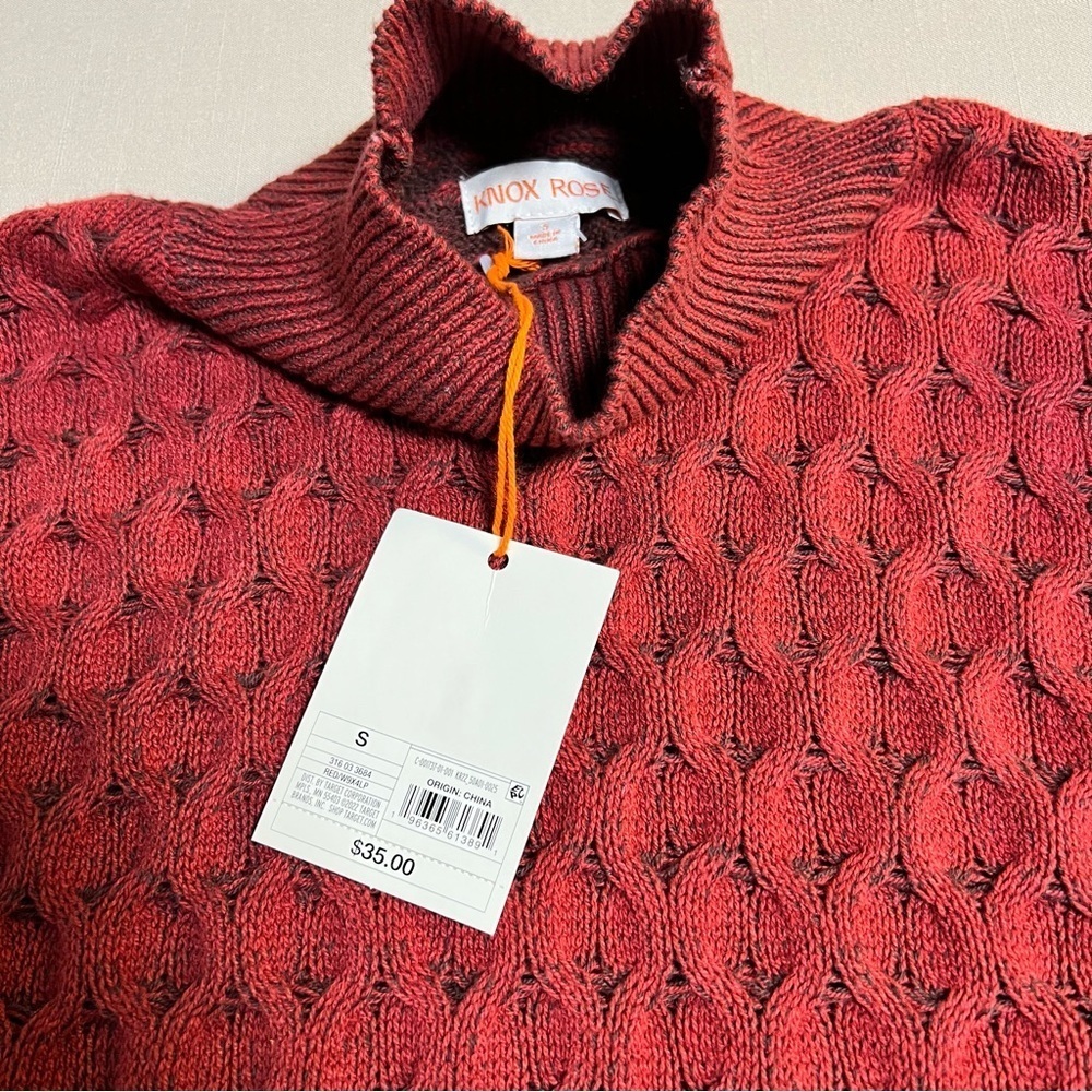 Knox Rose Sweater Women’s Small NWT | Textured Mock Neck Pullover Red Cozy Knit - Picture 14 of 14